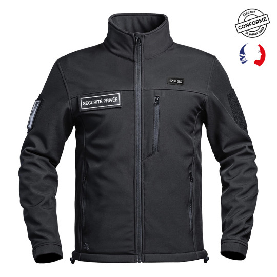Veste Softshell SÉCU-ONE flap Sécurité Privée noir - A10