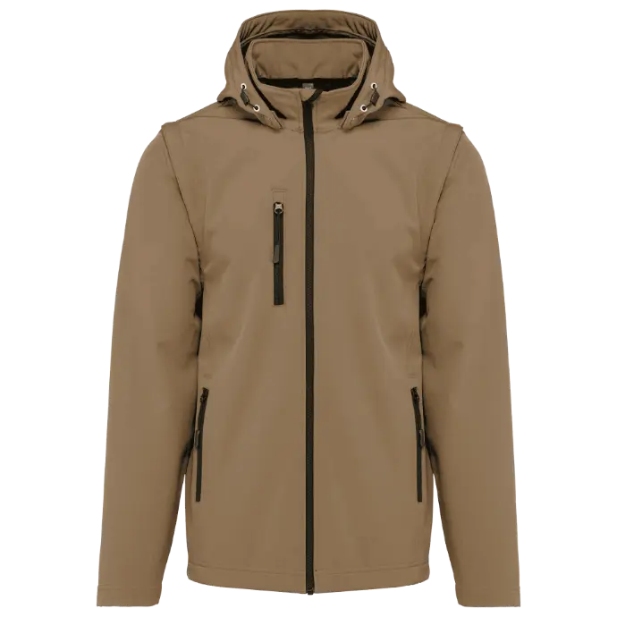 Veste Softshell 3 couches à capuche avec manches amovibles unisexe - Kariban