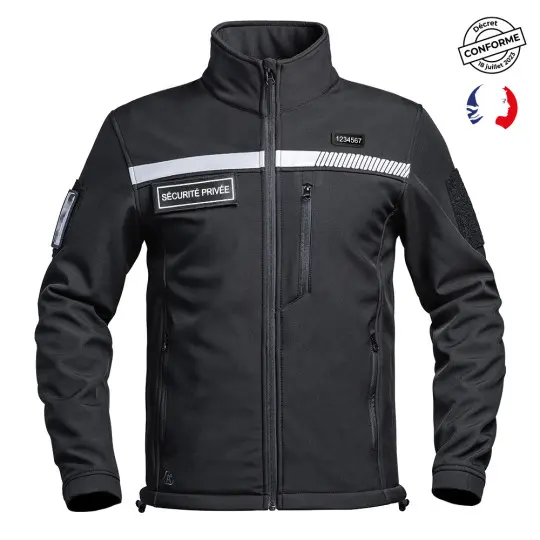 Veste Softshell SÉCU-ONE HV-TAPE Sécurité Privée noir - A10