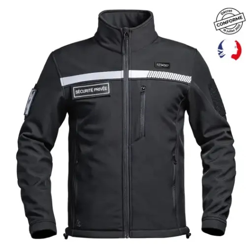 Veste Softshell SÉCU-ONE HV-TAPE Sécurité Privée noir - A10