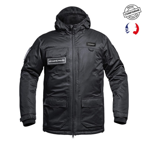 Parka Hardshell SÉCU-ONE WF 150 flap Sécurité Privée noir - A10
