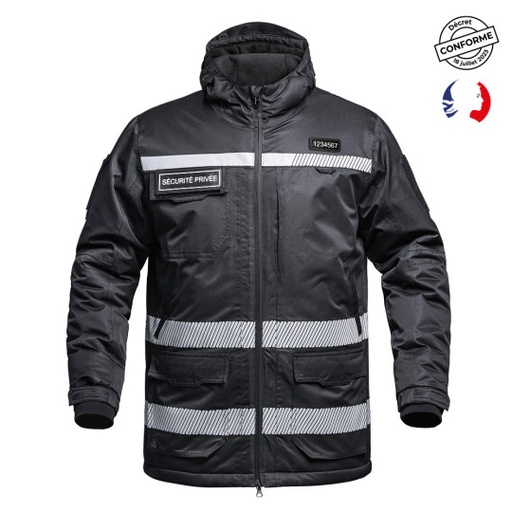 Parka Hardshell SÉCU-ONE WF 150 HV-TAPE Sécurité Privée noir - A10