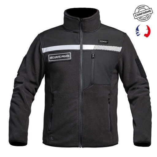 Veste Polaire SÉCU-ONE HV-TAPE Sécurité Privée noir - A10